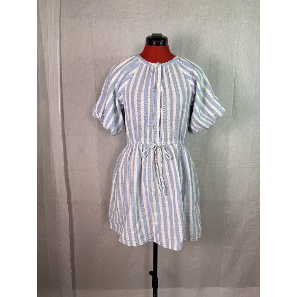 Old Navy Waist-Defined Puff-Sleeve Stripe Gauze Mini Shirt Dress size XS C959
